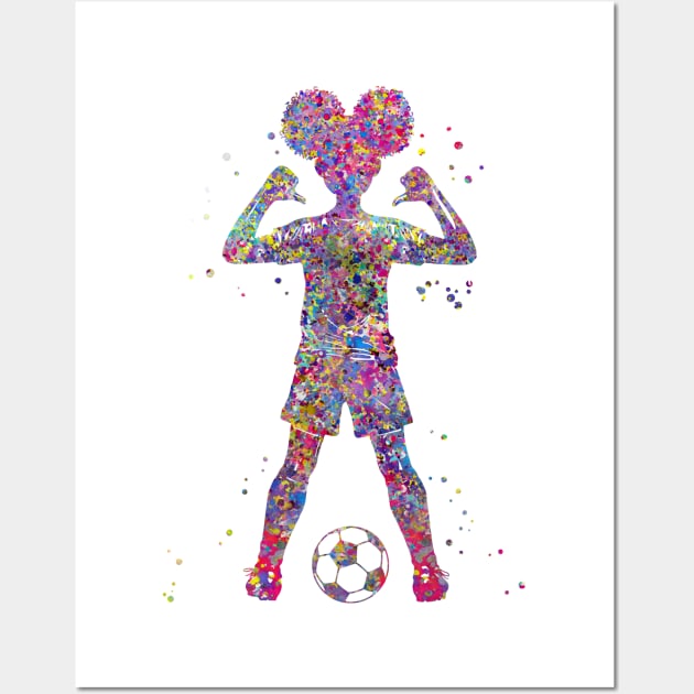 Girl Soccer Player Wall Art by RosaliArt